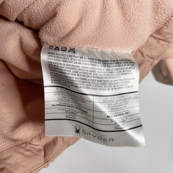 Spyder Girls Small 7 Light Pink Clara Short Puffer Jacket Misty Rose Hooded - Picture 11 of 12